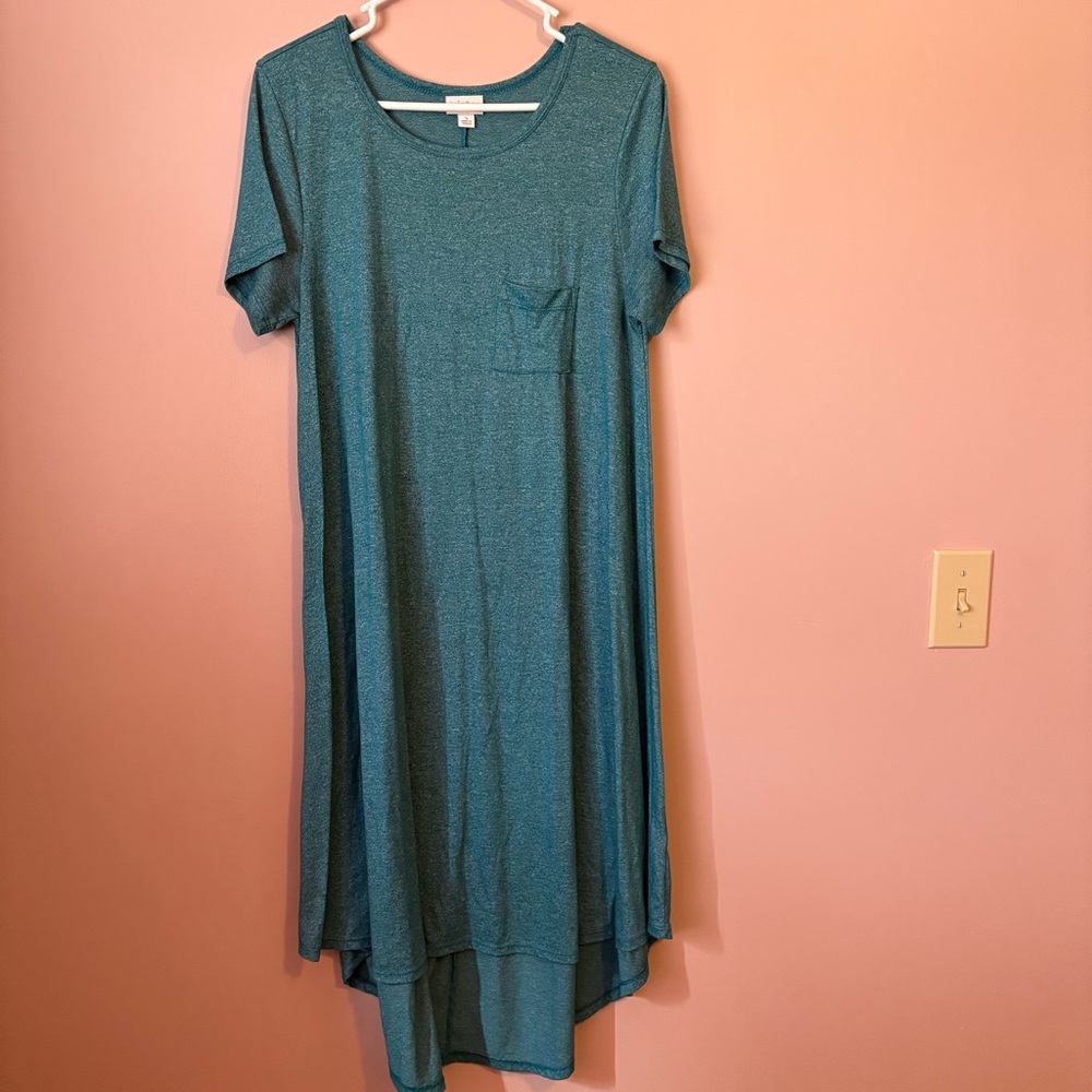 💙LuLaRoe Teal High Low Dress - Picture 1 of 5